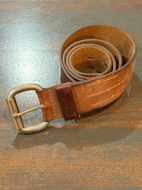 Abercrombie & Fitch - Vintage - Genuine Leather Men's Belt with Brass Buckle